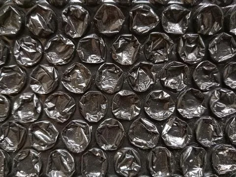 Black Plastic Bubble Wrap Sheet Texture Background Close Up Stock Photos