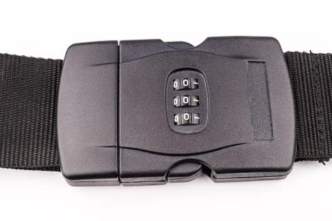 Black plastic buckle on strap Stock Photos