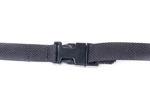 Black plastic buckle on strap Stock Photos