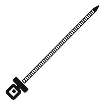 Black plastic cable tie for fastening objects Stock Illustration