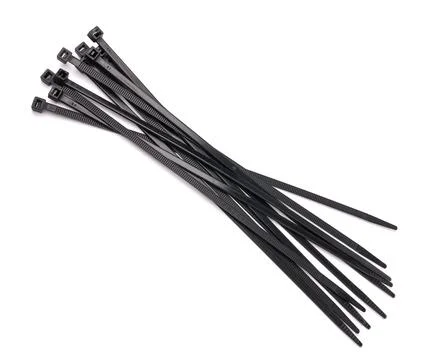 Black plastic cable ties Stock Photos