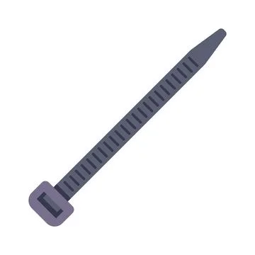Black plastic cable zip tie for secure fastening Stock Illustration