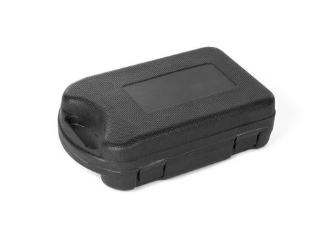 Black plastic closed box for tools isolated Stock Photos