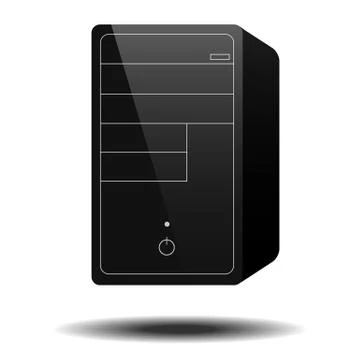 Black plastic computer case icon Stock Illustration
