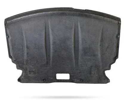 Black plastic engine cover liner on a white isolated background for sale or.. Stock Photos