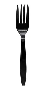 Black plastic fork isolated on white background Stock Photos