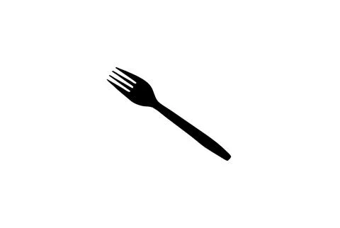 Black plastic fork isolated on white background with clipping path Foto stock