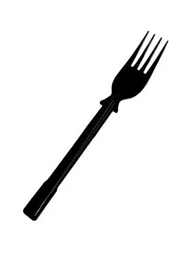 Black Plastic Fork Isolated On White Background For Catering Use Stock Photos