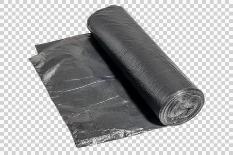 Black plastic garbage bag roll household waste disposal packaging material Stock-Fotos