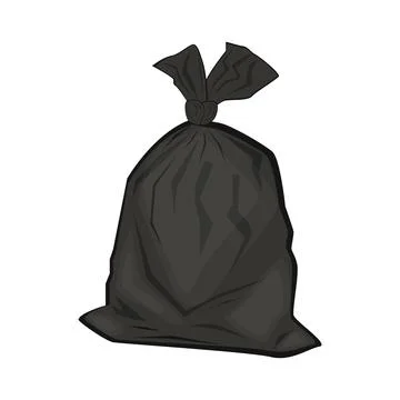 Black plastic garbage bag vector illustration Stock Illustration