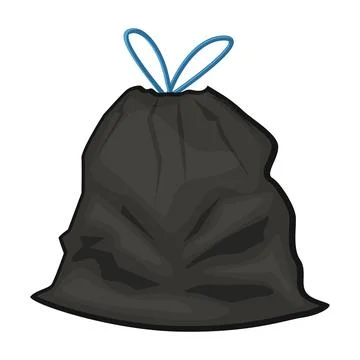 Black plastic garbage bag vector illustration in a cartoon flat style Stock Illustration