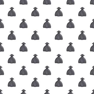 Black plastic garbage bags seamless pattern Stock Illustration