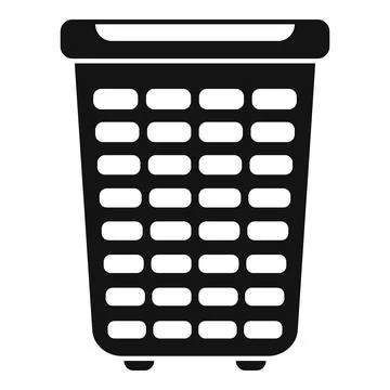 Black plastic laundry basket standing on the floor Stock Illustration