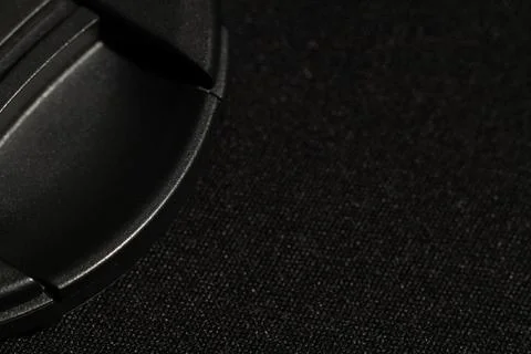 Black plastic lid textured material surface smooth background concept object Stock Photos