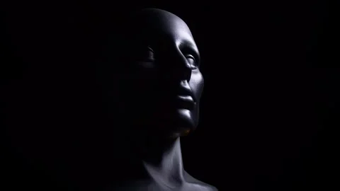 Black plastic mannequin head on the black background. Stock Footage 265227917