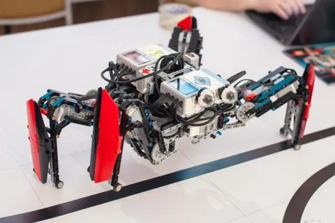 Black plastic mechanical robot spider Stock Photos