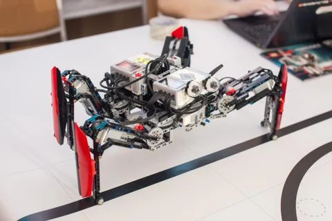 Black plastic mechanical robot spider Stock Photos