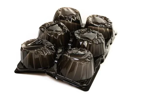 Black plastic packaging box tray liner Stock Photos