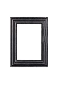 Black plastic picture frame with line pattern, isolated on white Stock Photos