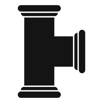 Black plastic pipe fitting connecting three pipes for plumbing system Stock Illustration