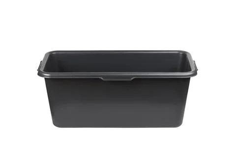 Black plastic rectangular container on white background Stock Photos