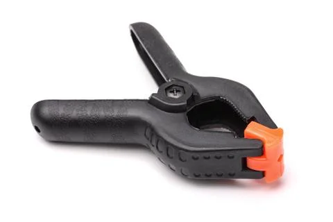 Black plastic spring clamp Stock-Fotos