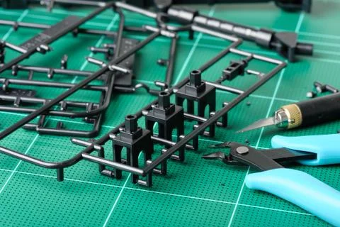 Black plastic sprue Stock Photos