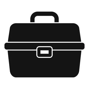 Black plastic toolbox with metal clasp is closed 스톡 일러스트
