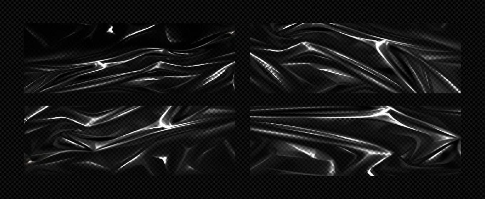 Black plastic wrap overlay set Stock Illustration
