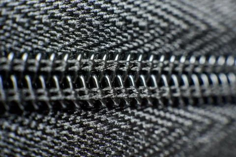 Black plastic zipper Stock Photos