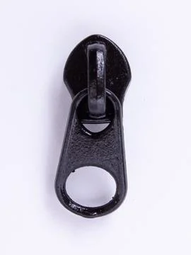 Black plastic zipper pull single Stock Photos