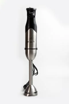 Black plastick electrical blander with accessory set isolated on the white Stock Photos