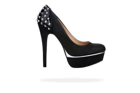 Black platform shoe with studs Stock Photos