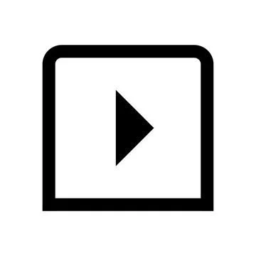 Black play button icon inside a rounded square frame on transparent background Stock Illustration