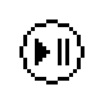 Black play pause button, pixel art design. Stockillustratie