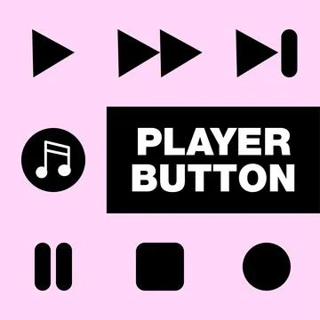 Black player button set for media player. 7 set editable player icon in eps 10 Stock Illustration