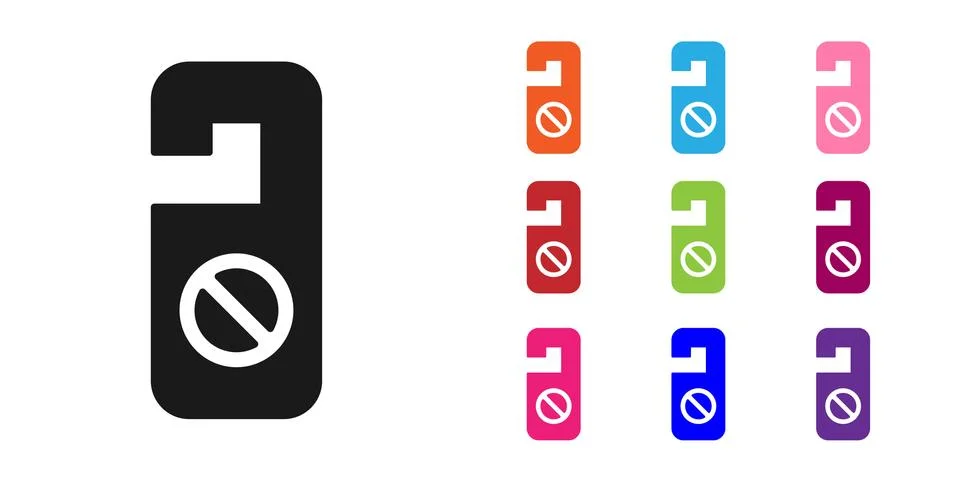 Black Please do not disturb icon isolated on white background. Hotel Door Hanger Stock Illustration