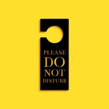 Black Please do not disturb icon isolated on yellow background. Hotel Door Stock Illustration