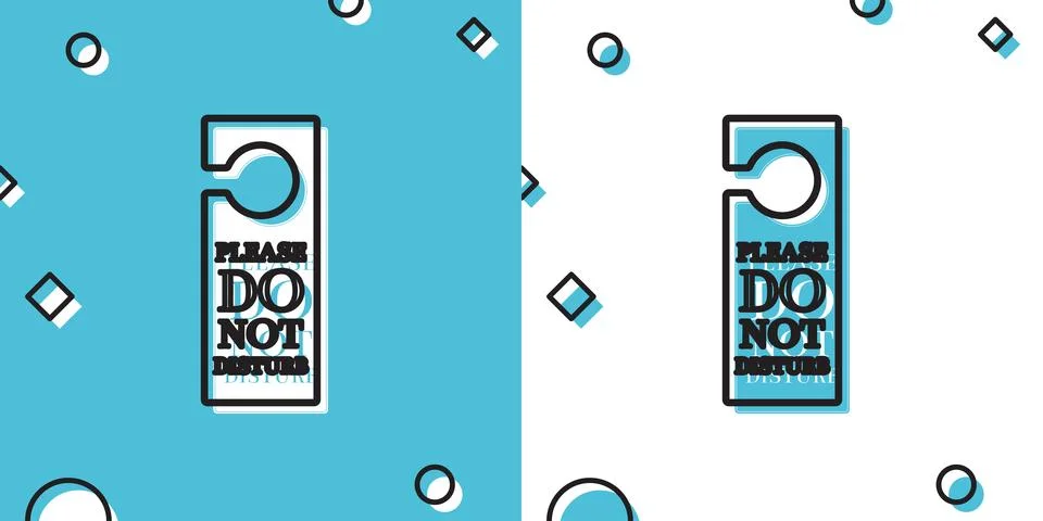 Black Please do not disturb icon isolated on blue and white background. Hotel Stock Illustration