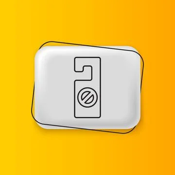 Black Please do not disturb icon isolated on yellow background. Hotel Door .. Stock Illustration