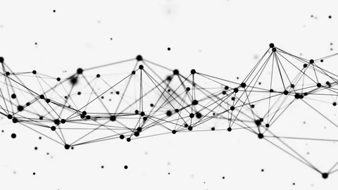 Black plexus pattern with falling particles looping 3D animation with alpha Stock Footage 164147978