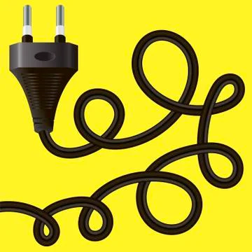 Black Plug with Cable 스톡 일러스트