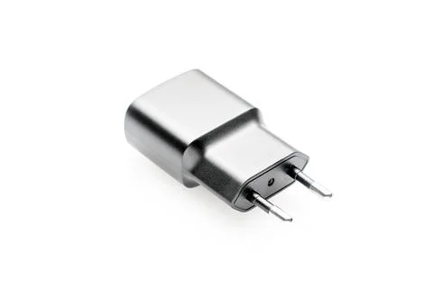 Black plug of the USB adapter on a white background Stock Photos