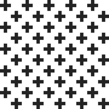 Black Plus Sign Seamless Pattern Background Stock Illustration