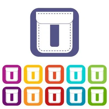 Black pocket icons set flat Stock Illustration