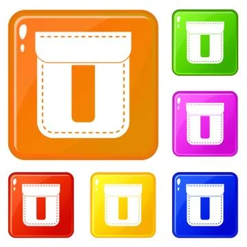 Black pocket icons set vector color Illustrazione stock