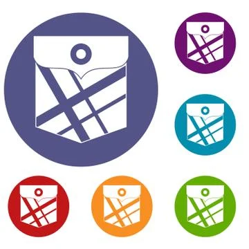 Black pocket patch icons set Stock Illustration