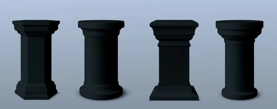 Black podium column set Illustrazione stock