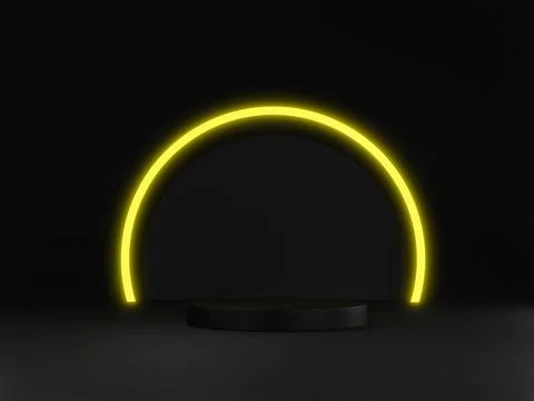 Black podium with light glow. Minimal pedestal cosmetic backdrop for product Stock Illustration