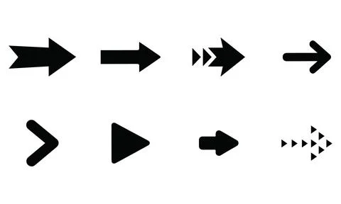 Black Pointer Arrows and Arrowhead Vectors Set Stock Illustration